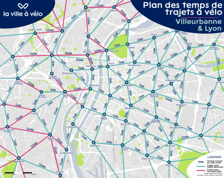Cartes de temps de trajet La Ville à Vélo