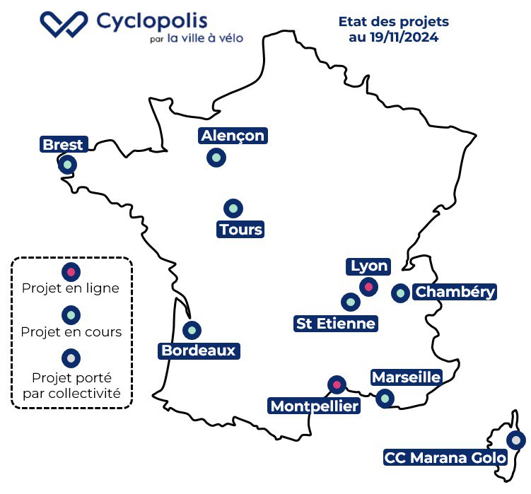 Carte de France des Territoires où Cyclopolis est utilisé