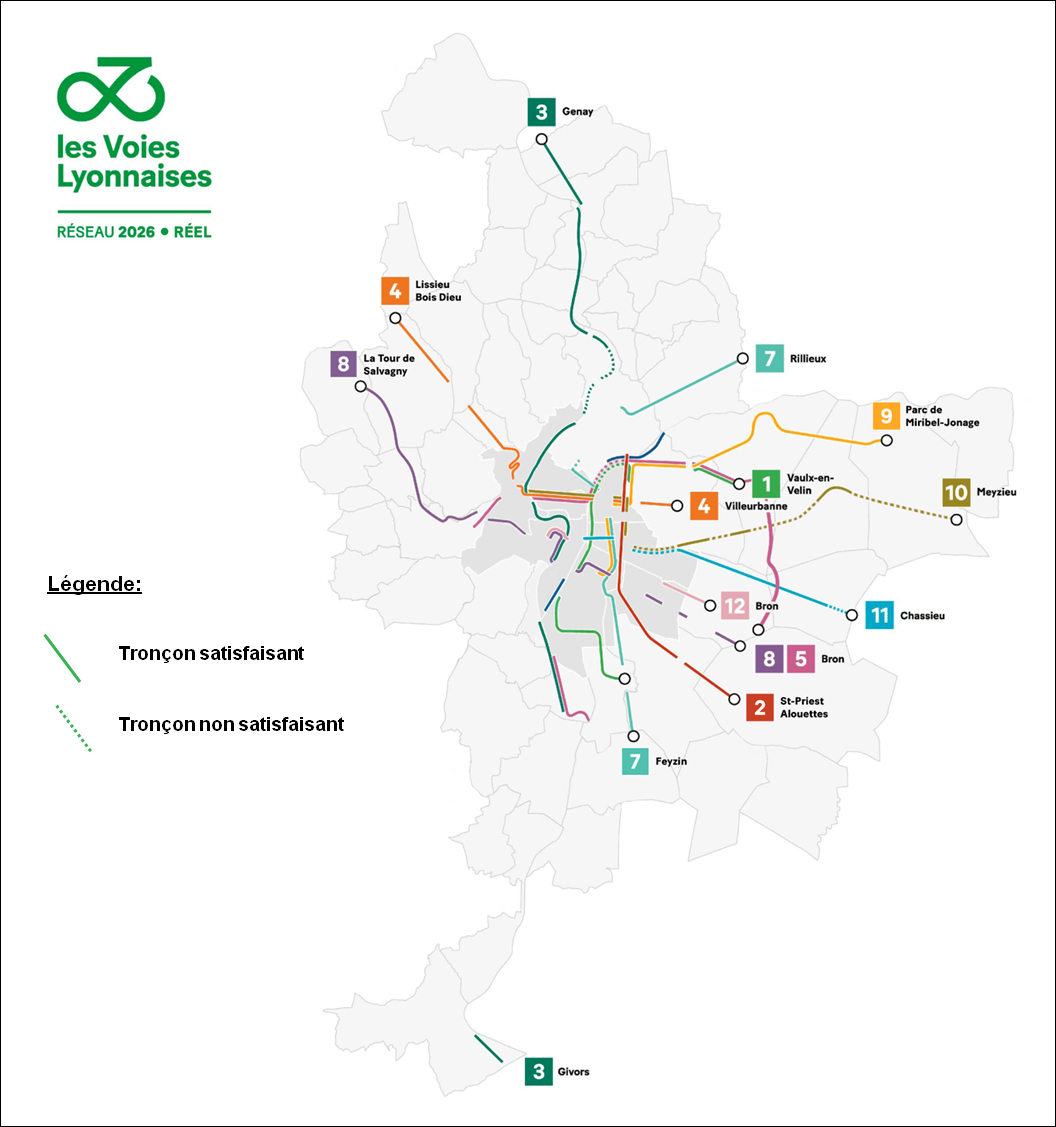Bilan du premier mandat des Voies Lyonnaises : un effort inédit pour la sécurisation des cyclistes, un réseau discontinu à poursuivre
